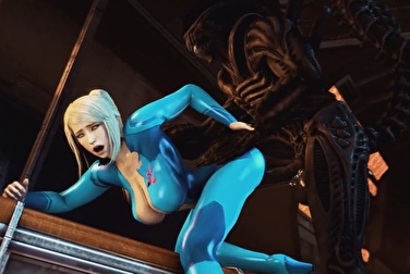 Инопланетный монстр напал на сисястую блондинку и жёстко выебал